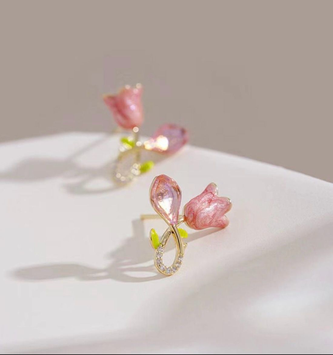 Cute Pink Rose Korean Earring