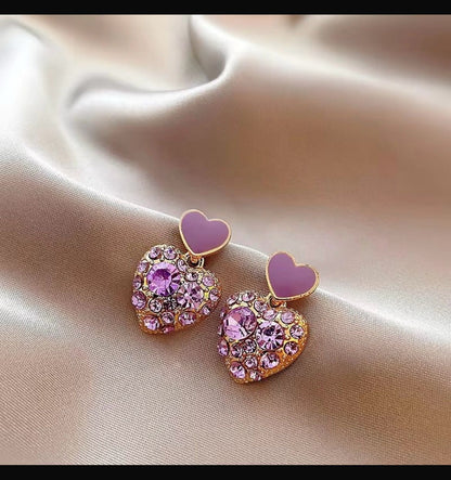 Stylish Purple Heart Korean Earrings