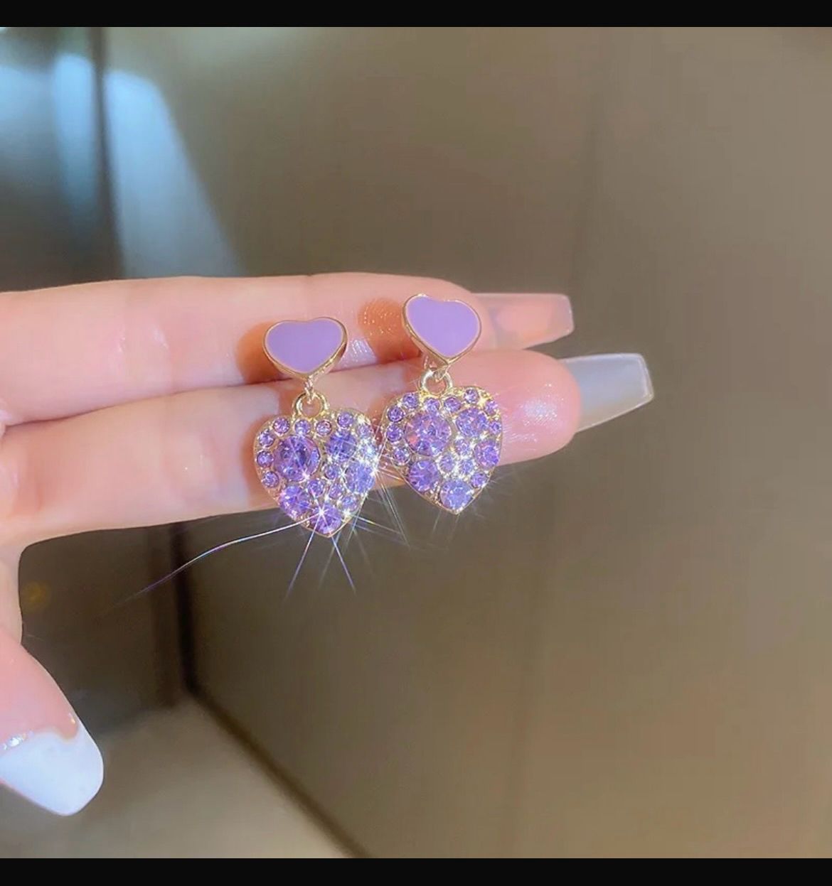 Stylish Purple Heart Korean Earrings