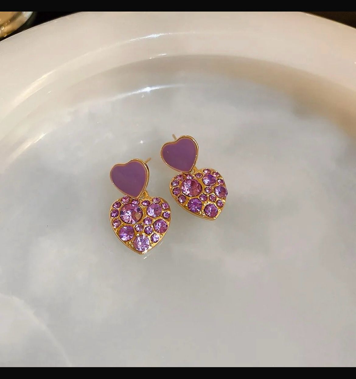 Stylish Purple Heart Korean Earrings