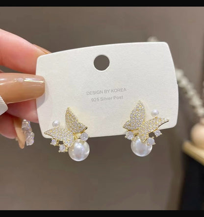 Pearl Butterfly Korean Earring