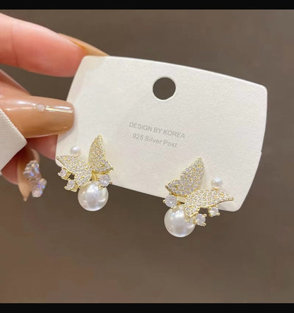 Pearl Butterfly Korean Earring