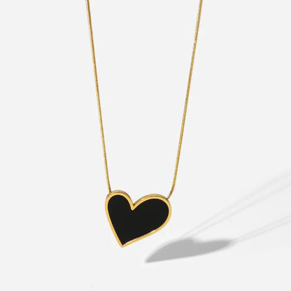 Black Heart Necklace Chain - 22K Gold Plated