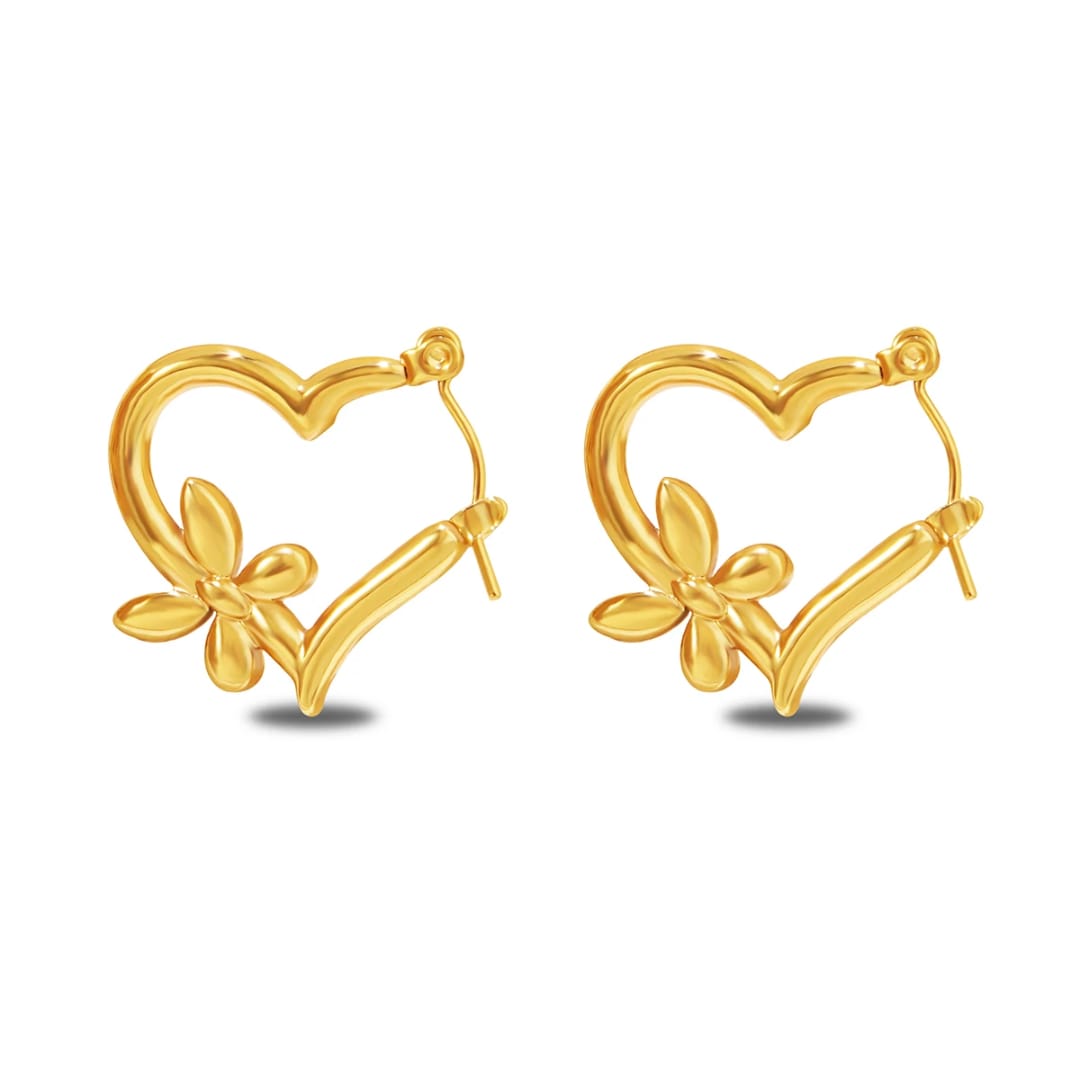 Heart Hoop Earring - 22K Gold Plated