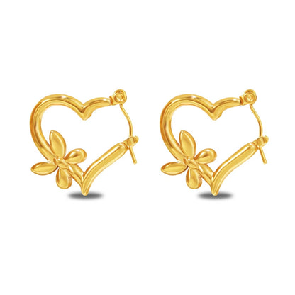 Heart Hoop Earring - 22K Gold Plated