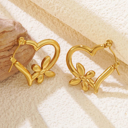 Heart Hoop Earring - 22K Gold Plated