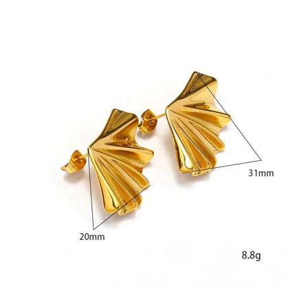 Elegant Wing Stud Earrings - 22K Gold Plated