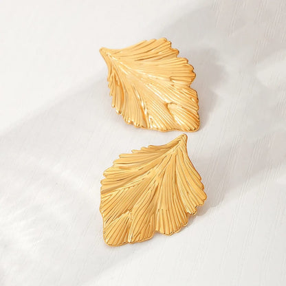 Leaf Stud Earring - 22K Gold Plated