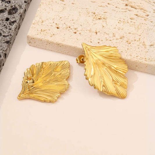 Leaf Stud Earring - 22K Gold Plated