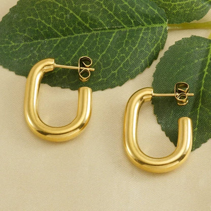 U Shape Hoop Earrings -22K Gold Plated