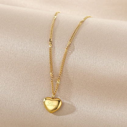 Cute Heart Shape Love Pendant Necklaces 18k Gold Plated