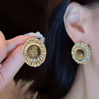 Vintage Stone Korean Earrings