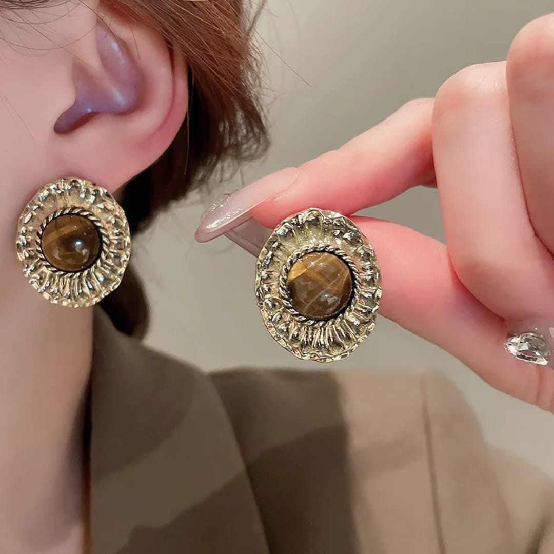 Vintage Stone Korean Earrings