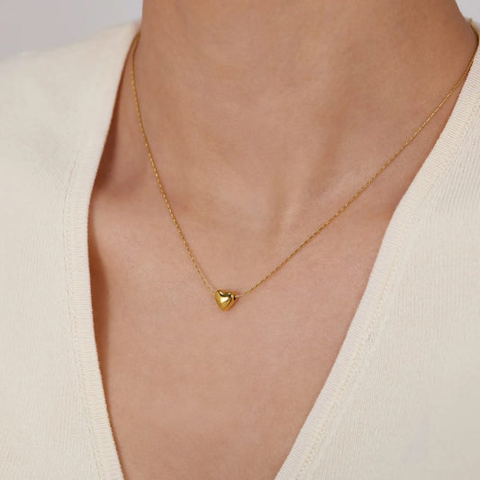 Minimalist Heart Pendant Gold Plated Stainless Steel Necklace