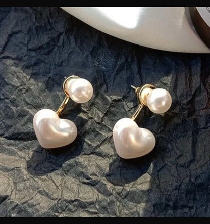 Elegant Heart Pearl Korean Earring