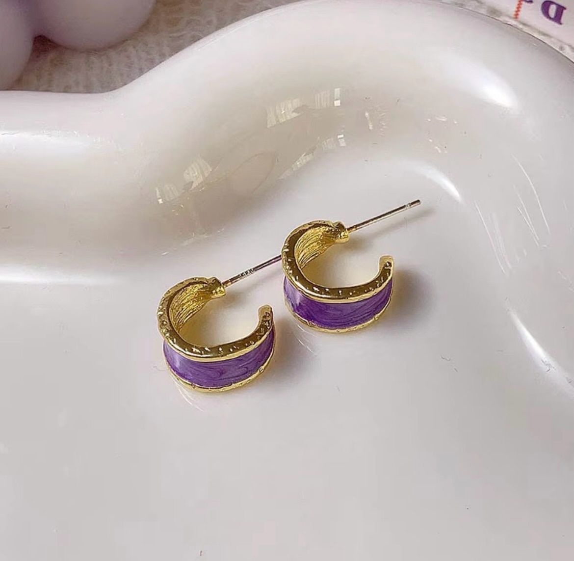 Beautiful Purple Hoop Korean Earring