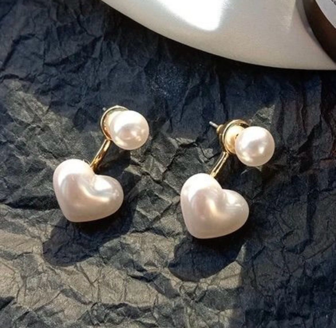 Elegant Heart Pearl Korean Earring