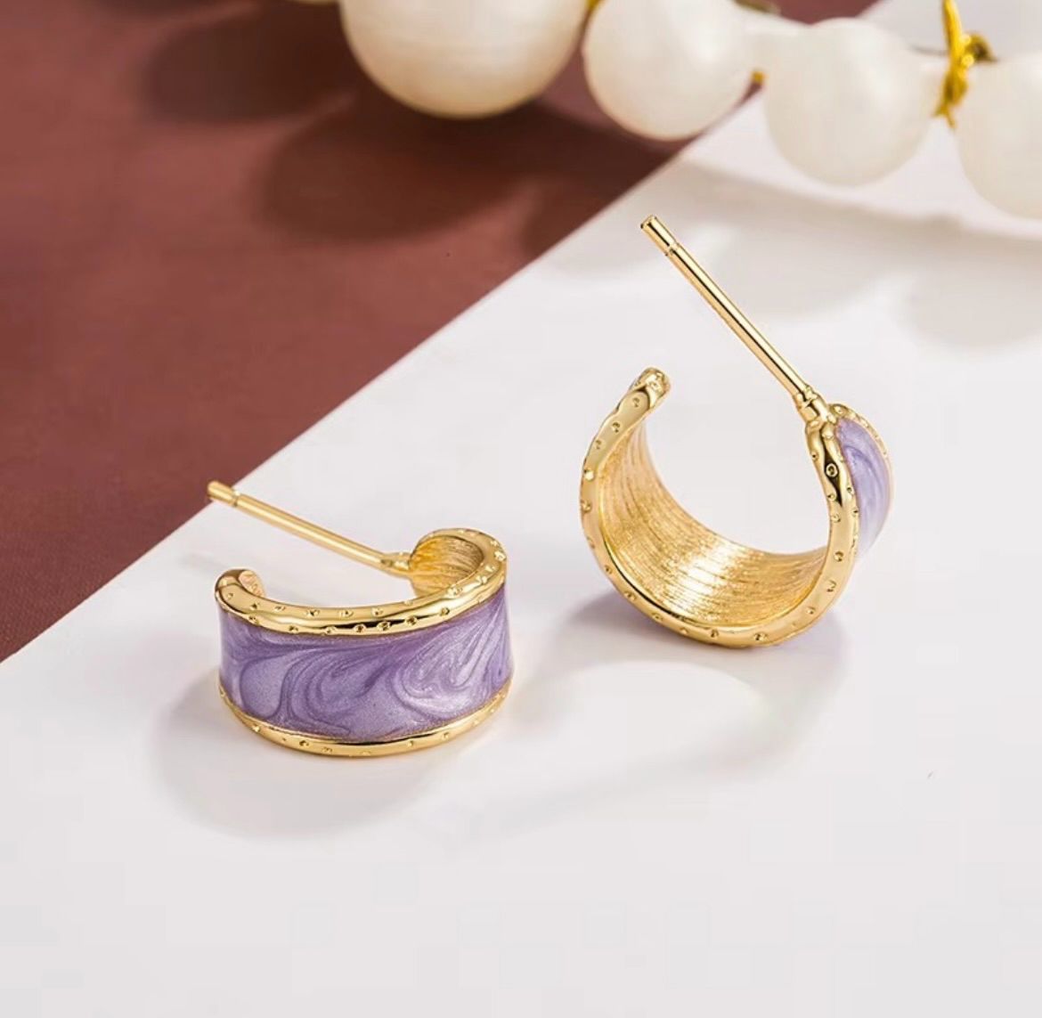 Beautiful Purple Hoop Korean Earring