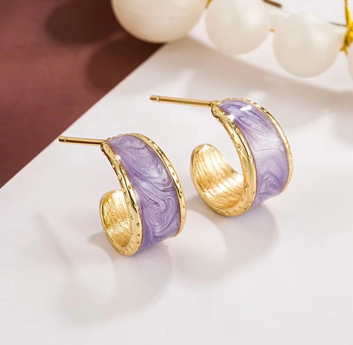 Beautiful Purple Hoop Korean Earring