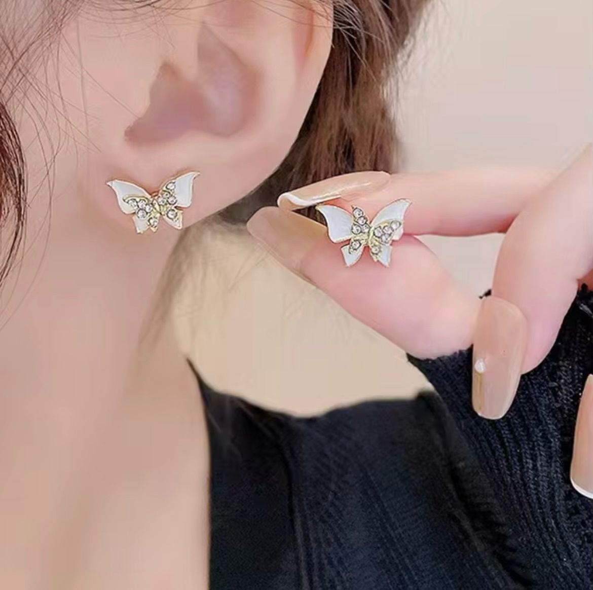 White Butterfly Korean Earring