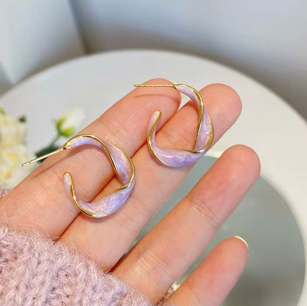 Stylish Purple Hoop Korean Earring