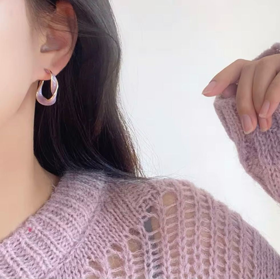 Stylish Purple Hoop Korean Earring