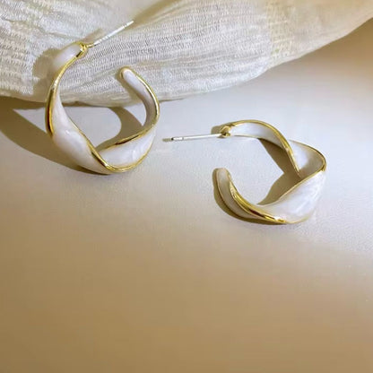 Classy White Hoop Korean Earring