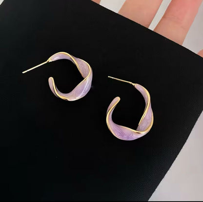 Stylish Purple Hoop Korean Earring