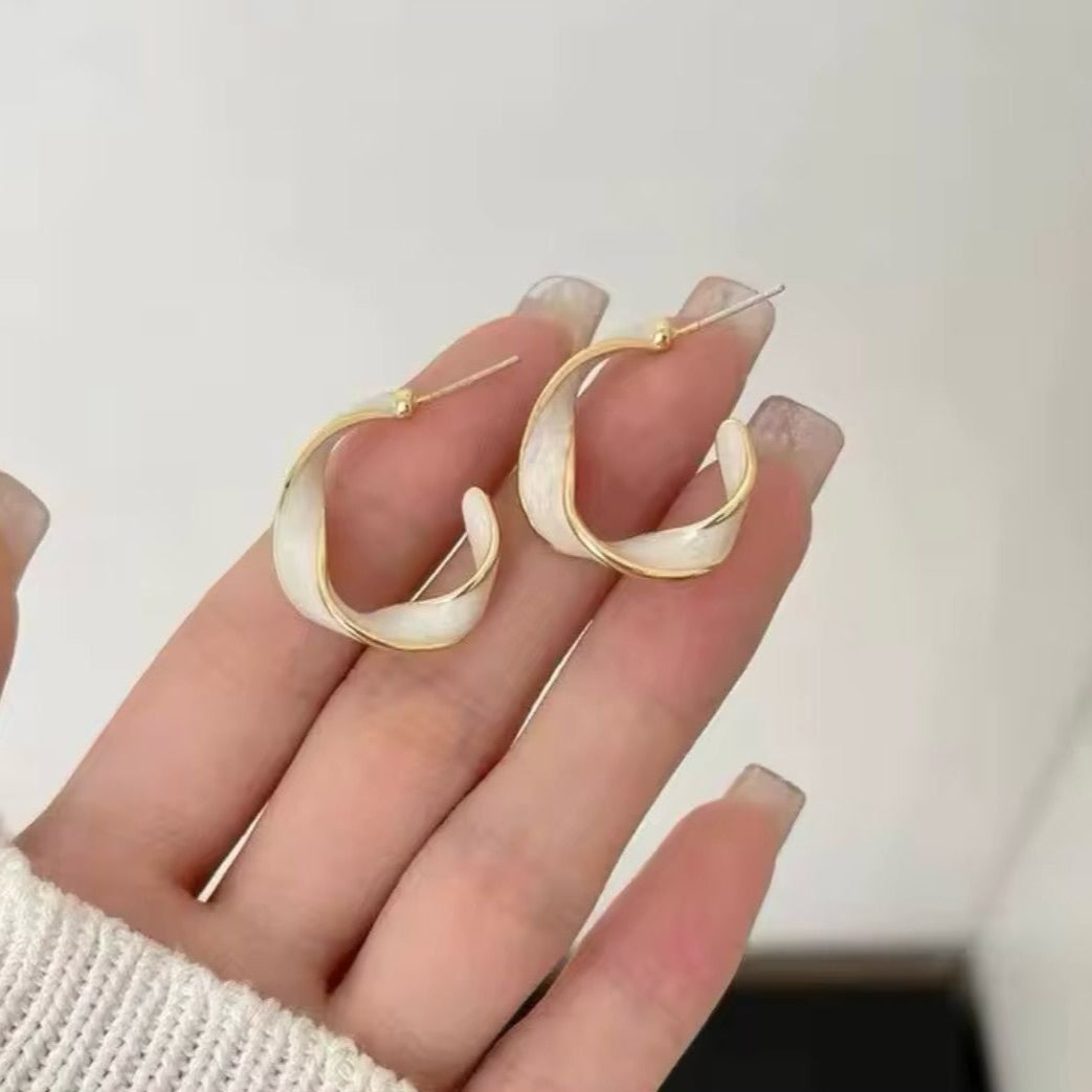 Classy White Hoop Korean Earring