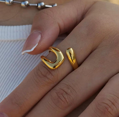 Cross Body Adjustable Ring - 18K Gold Plated