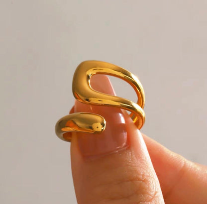 Cross Body Adjustable Ring - 18K Gold Plated