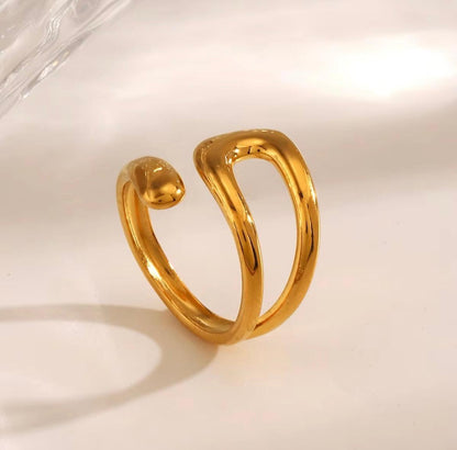 Cross Body Adjustable Ring - 18K Gold Plated
