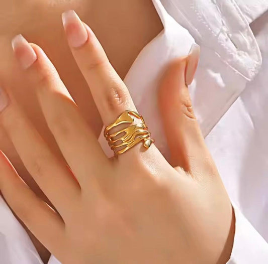 Abstract Ring - 22K Gold Plated