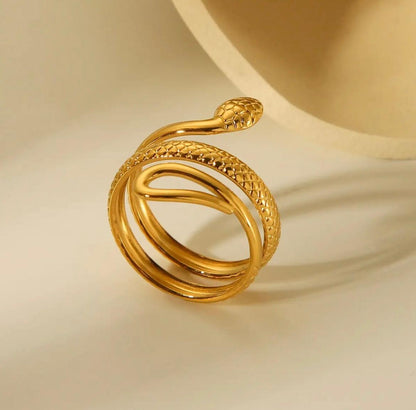Trendy Snake Pattern Ring - 18K Gold Plated