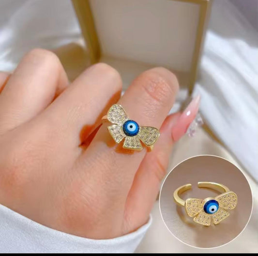 Butterfly Evil Eye Korean Ring