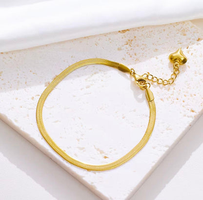 Shiny and Long Lasting Gold Snake Chain Anklet & Bracelet - 22K Gold Plated