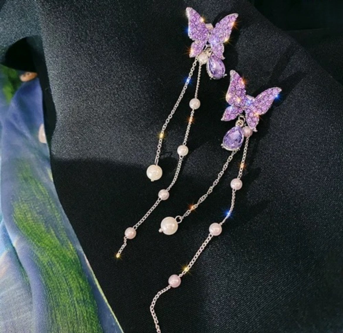 Purple Butterfly Korean Earrings