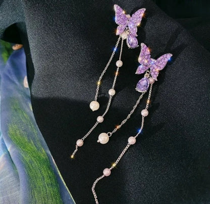 Purple Butterfly Korean Earrings