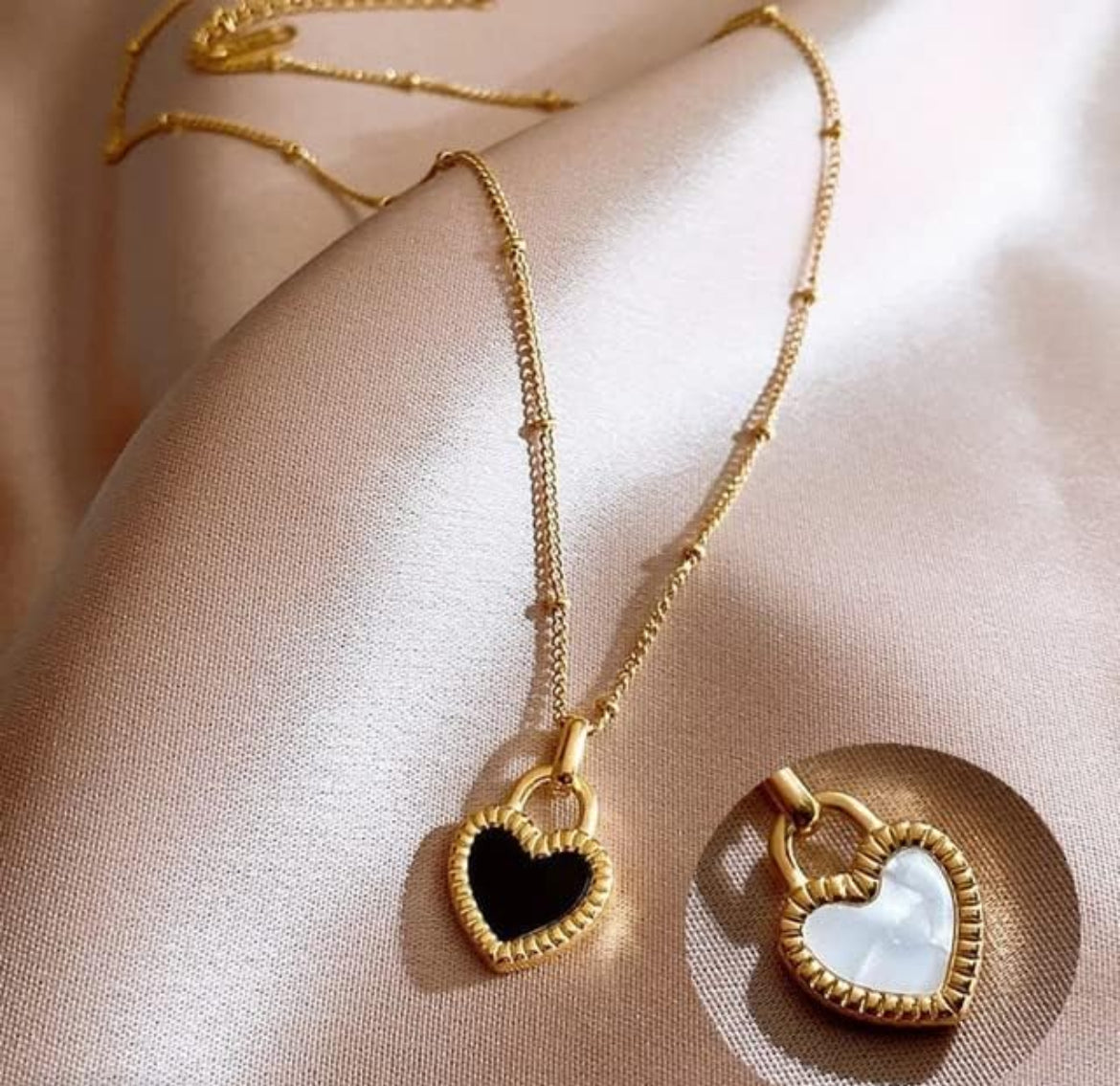 Double Sided Heart Pendant Necklace