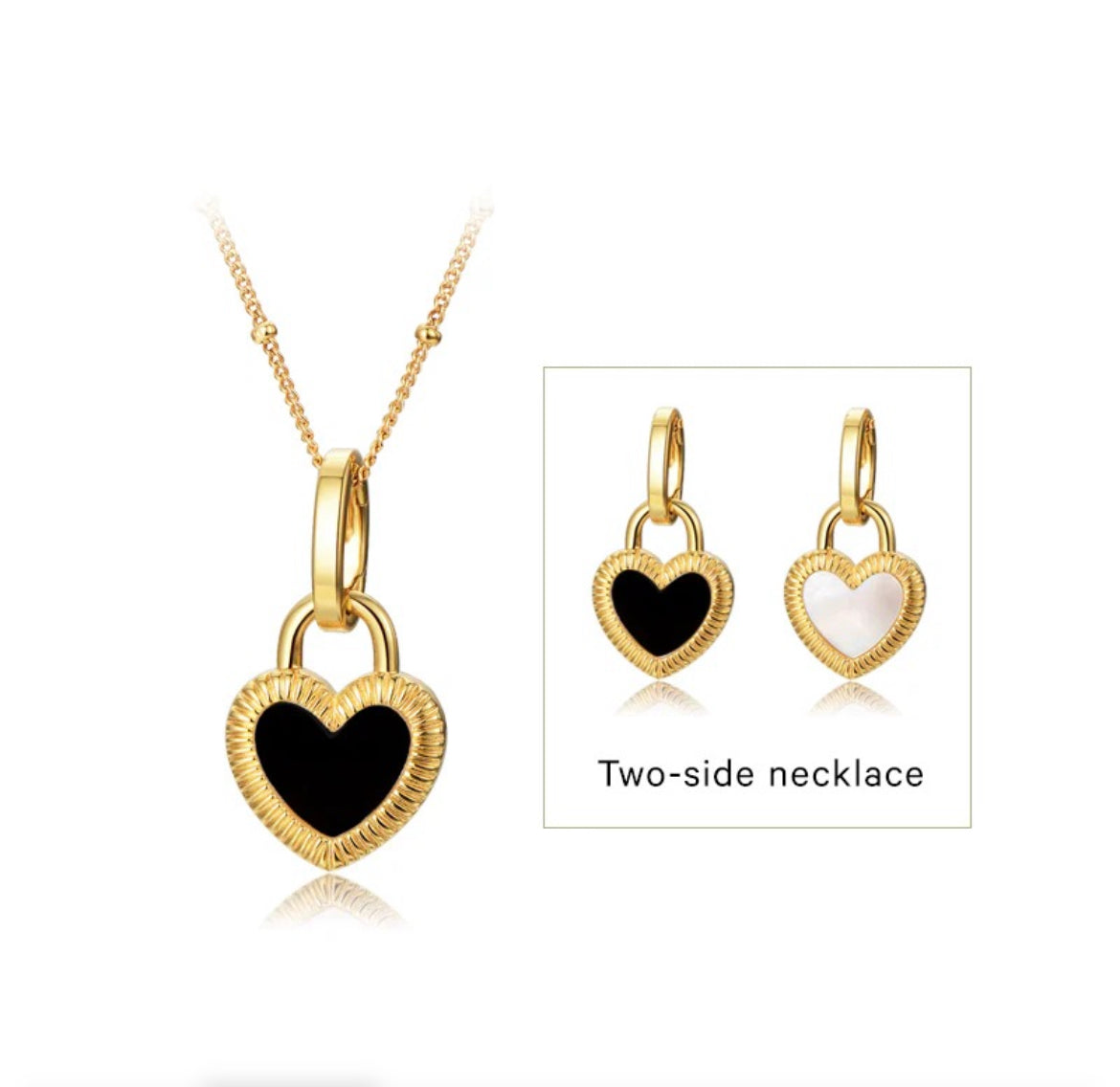 Double Sided Heart Pendant Necklace