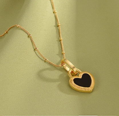 Double Sided Heart Pendant Necklace