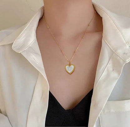 Minimal White Heart Pendent Necklace