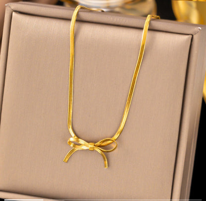 18K Gold Plated Elegant Bow Necklace