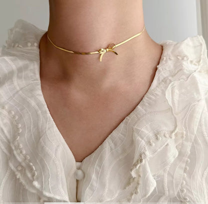 18K Gold Plated Elegant Bow Necklace