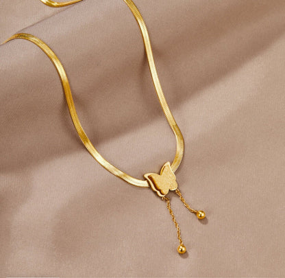 Butterfly Snake Chain Pendent - 18k Gold Plated