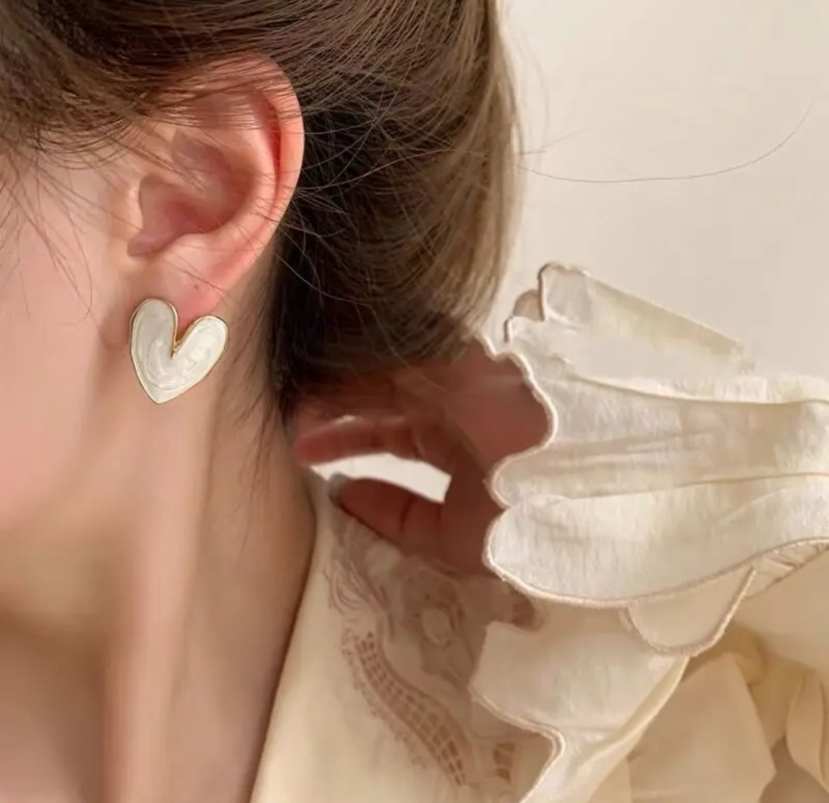 Beautiful White Korean Earrings