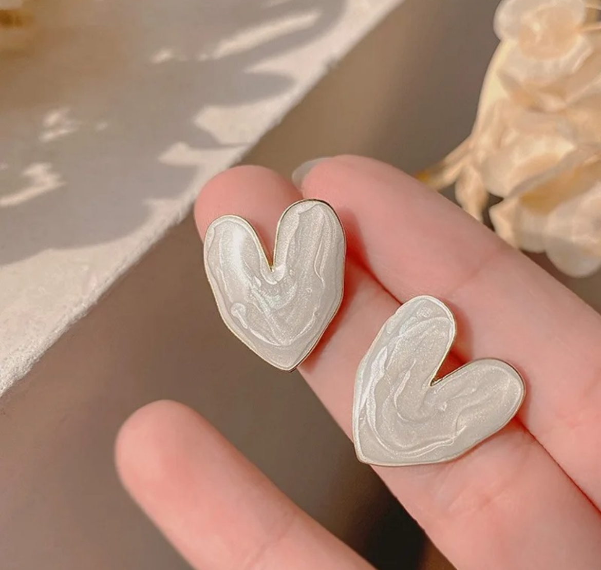 Beautiful White Korean Earrings