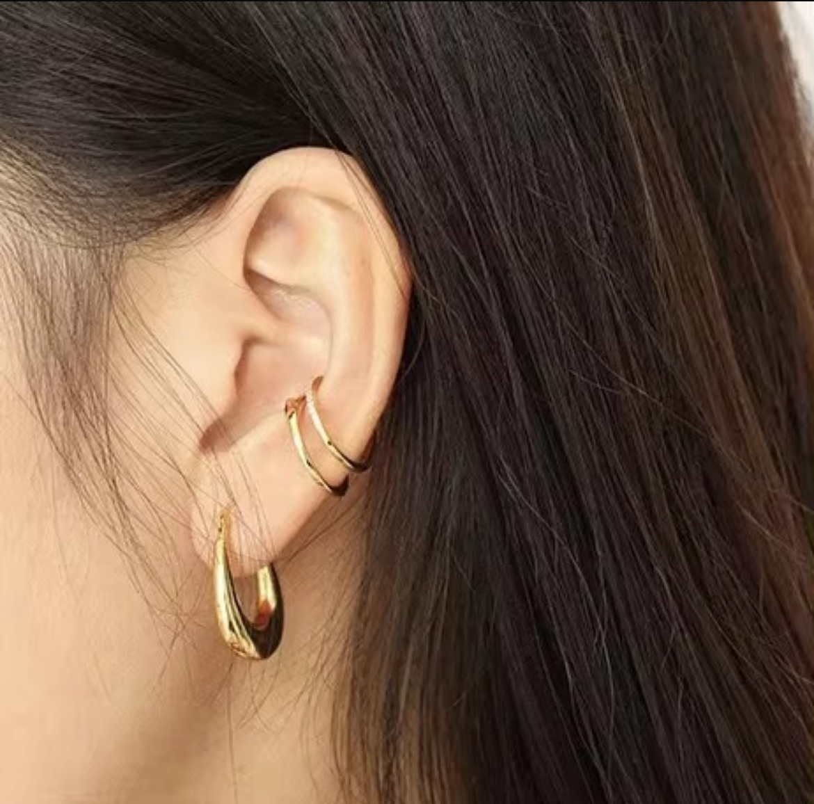 Twisted U Shape Hoop Earrings - 18K Gold Plated