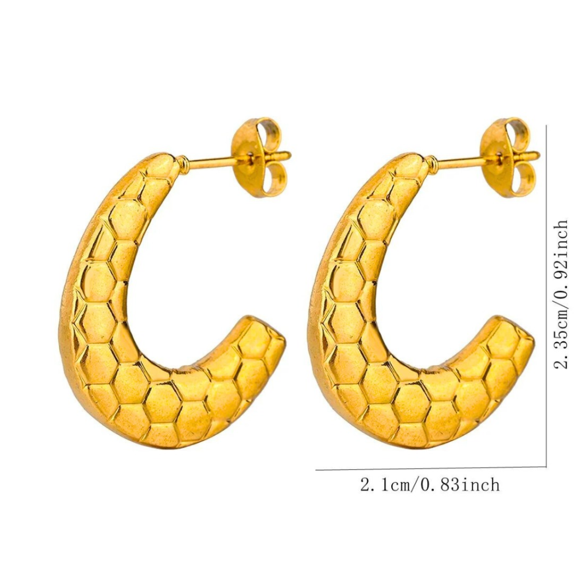 Snake Textured Hoop Earrings - 18K Gold Plated