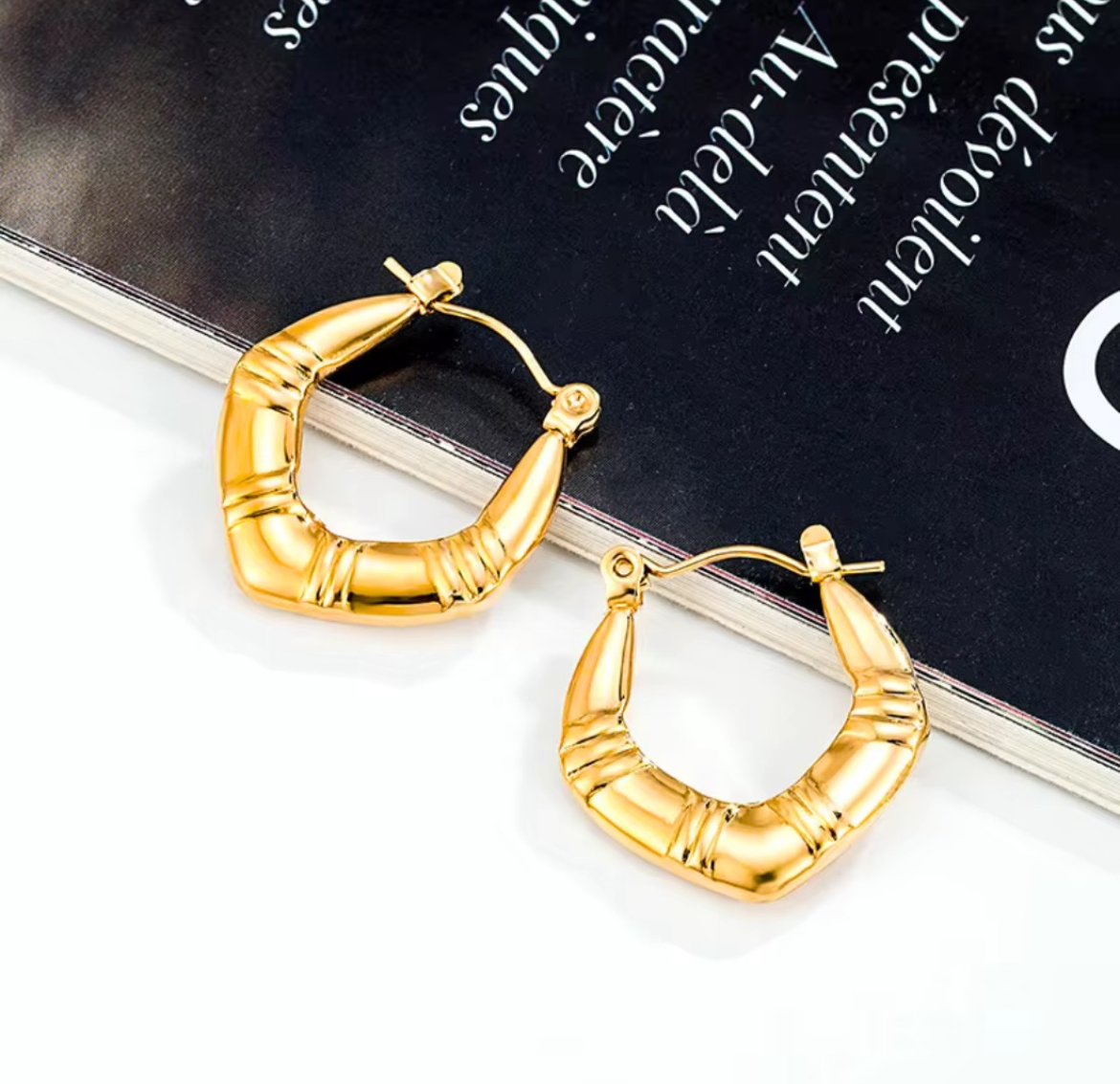 U Shape Hoop Earring - 18K Gold Plated